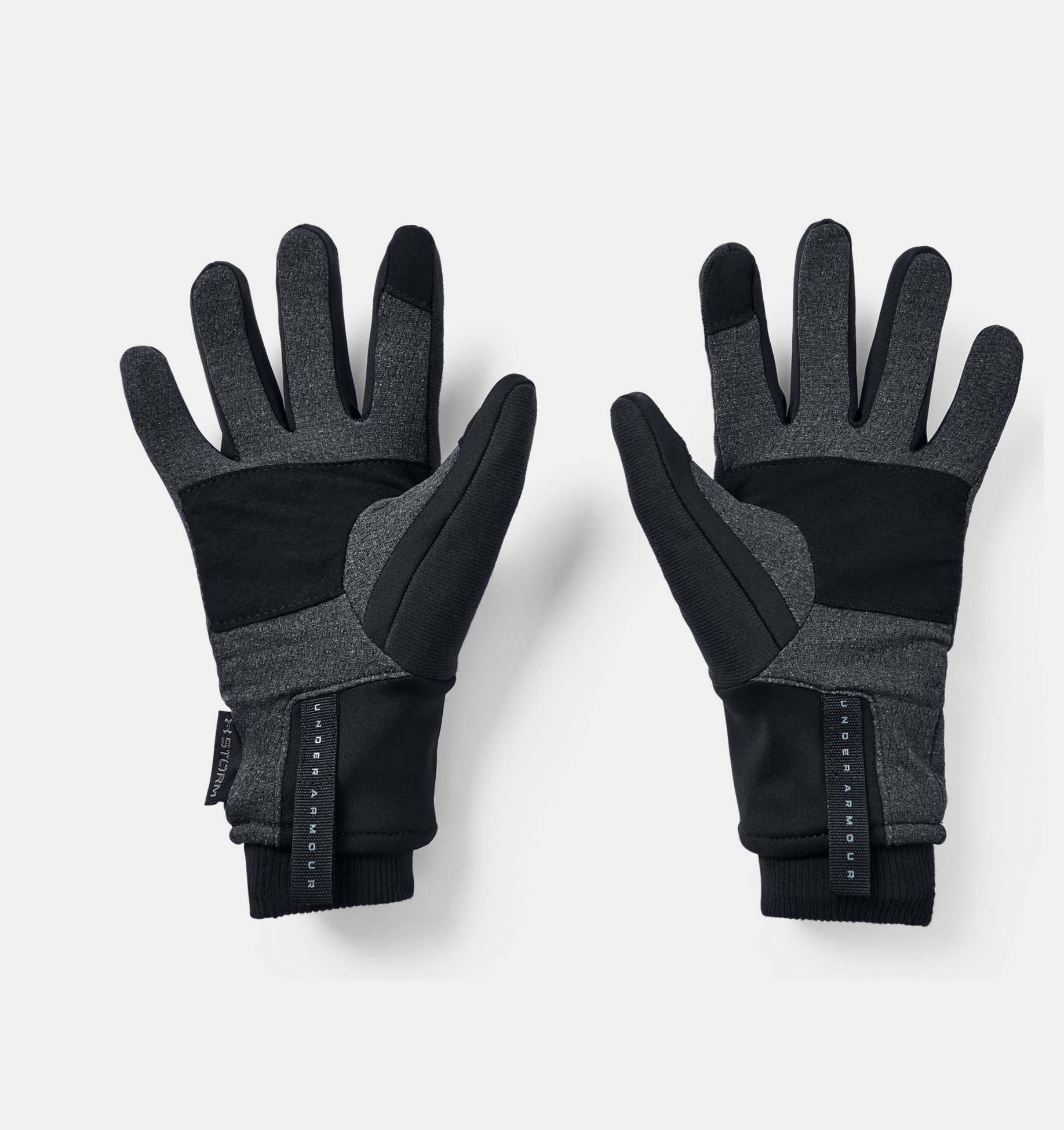 Under Armour UA Run Storm Water Resistant Black Ladies Convertible Gloves 